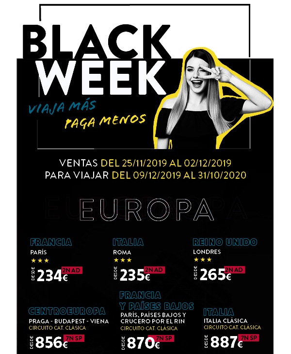 Black Friday, ofertas de viajes y vacaciones: Black Week Europa