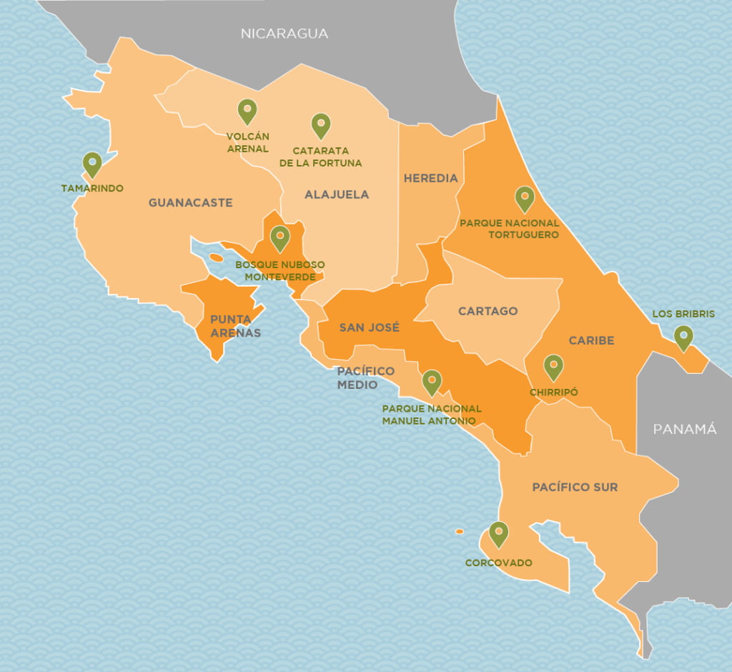 ¿Qué hacer en Costa Rica?: Mapa de Costa Rica