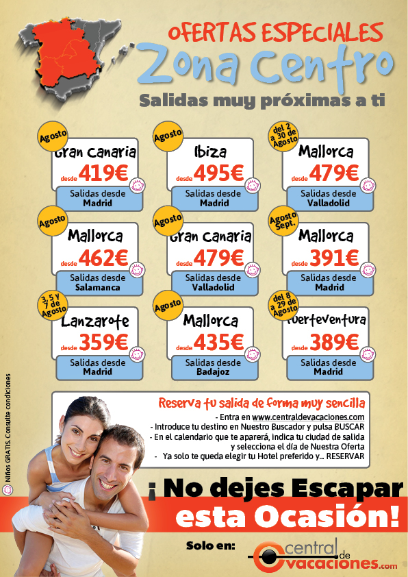 Ofertas Agosto Baleares y Canarias desde tu Ciudad: Oferas especiales en la Zona Centro
