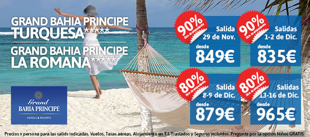 Ofertas Caribe Diciembre. Grandes descuentos en Bahia Principe: Ofertas a Punta Cana con Bahía Principe