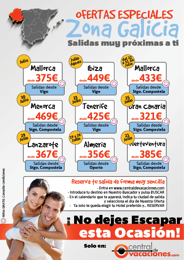 Oferta Islas Canarias y Baleares con salida desde su ciudad: Ofertas a la zona de Galicia