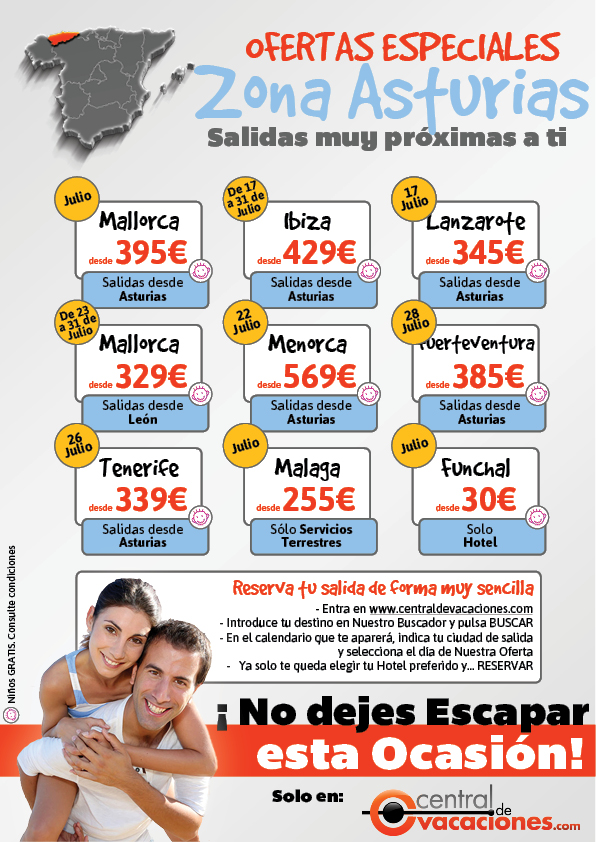 Oferta Islas Canarias y Baleares con salida desde su ciudad: Ofertas a la zona de Asturias