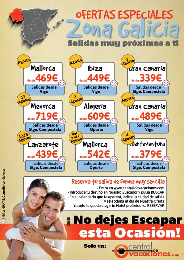 Ofertas Agosto Baleares y Canarias desde tu Ciudad: Ofertas especiales en la zona de Galicia